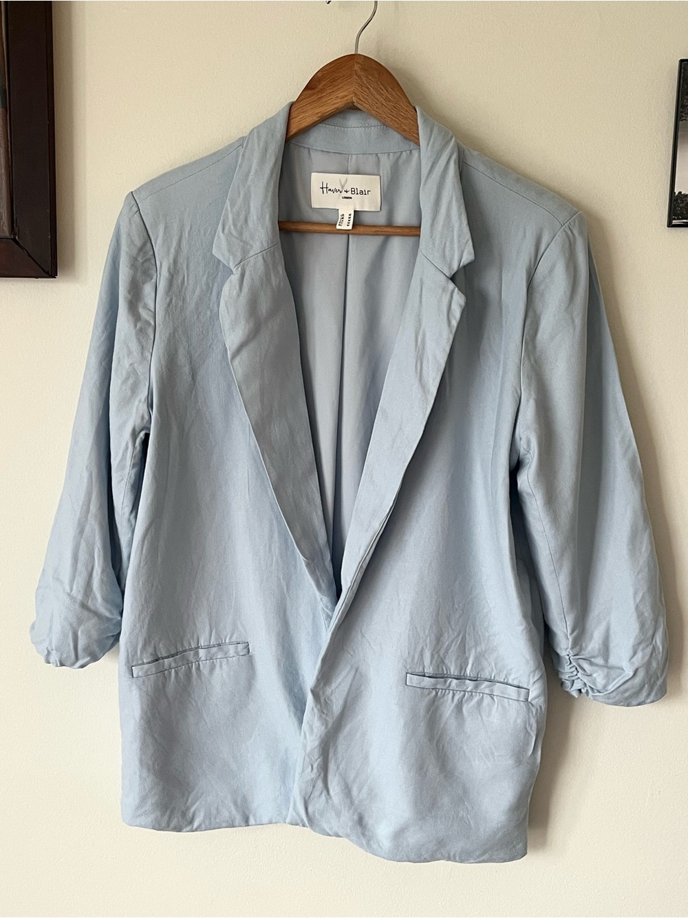 Haver & Blair Light Blue Open-Front Relaxed Blazer- Medium PTP 19 inch